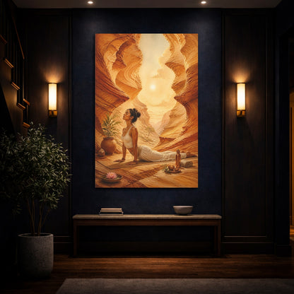 Mockup 4. Canyon Yoga Woman shown as canvas print