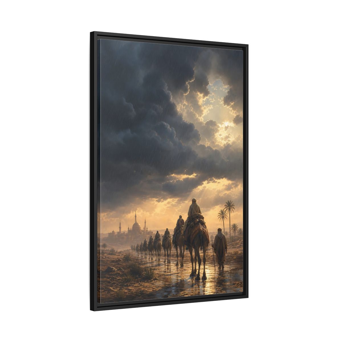 Side Mockup 13. Caravan Under Stormy Sky shown as framed canvas print