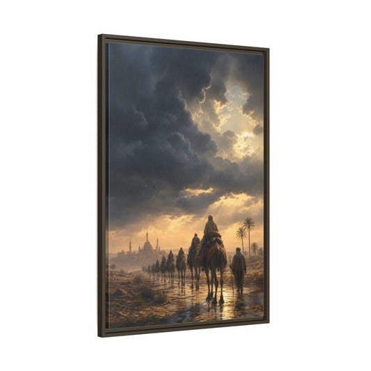 Main Mockup. Caravan Under Stormy Sky shown as framed canvas print