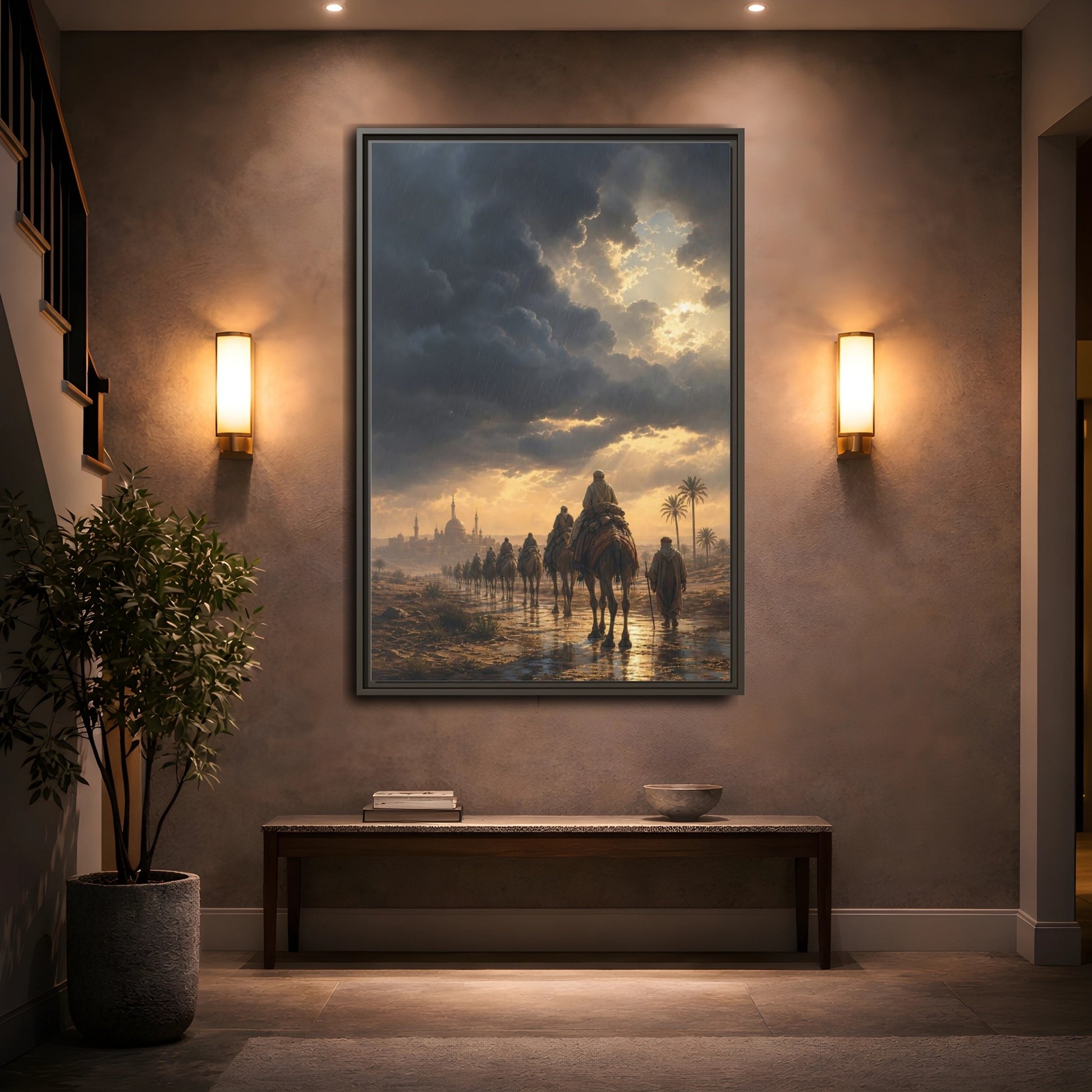 Mockup 2. Caravan Under Stormy Sky shown as framed canvas print