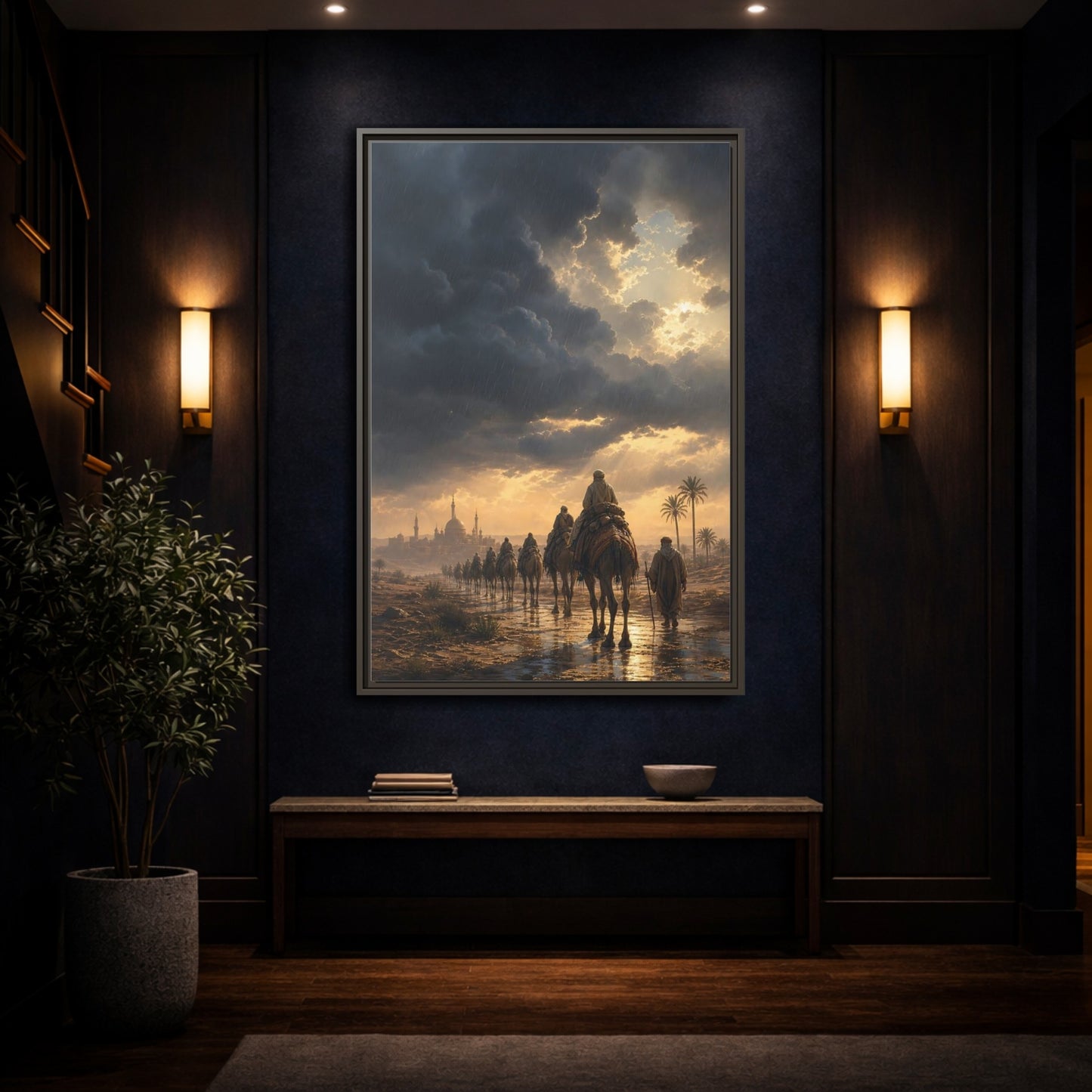 Mockup 4. Caravan Under Stormy Sky shown as framed canvas print