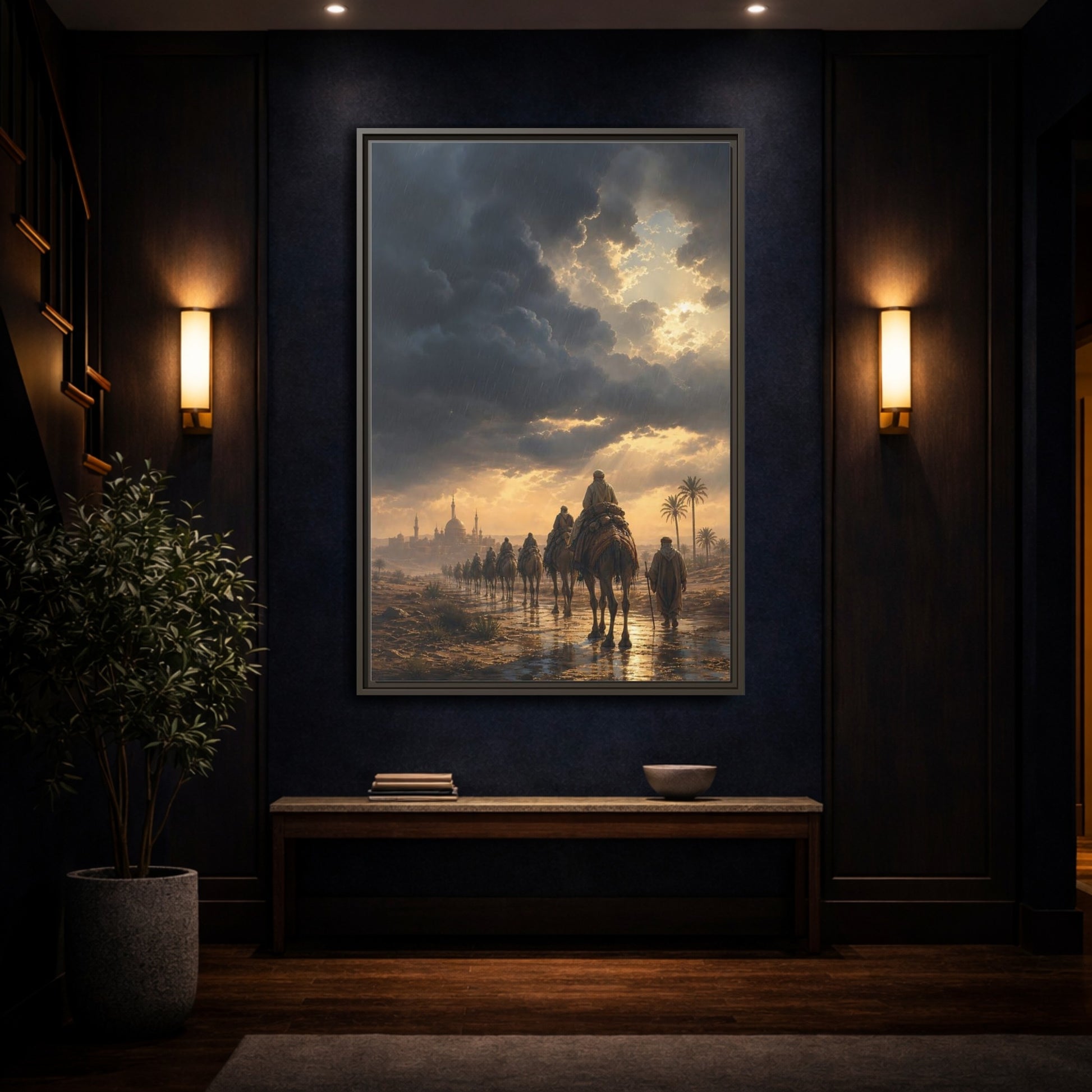 Mockup 4. Caravan Under Stormy Sky shown as framed canvas print