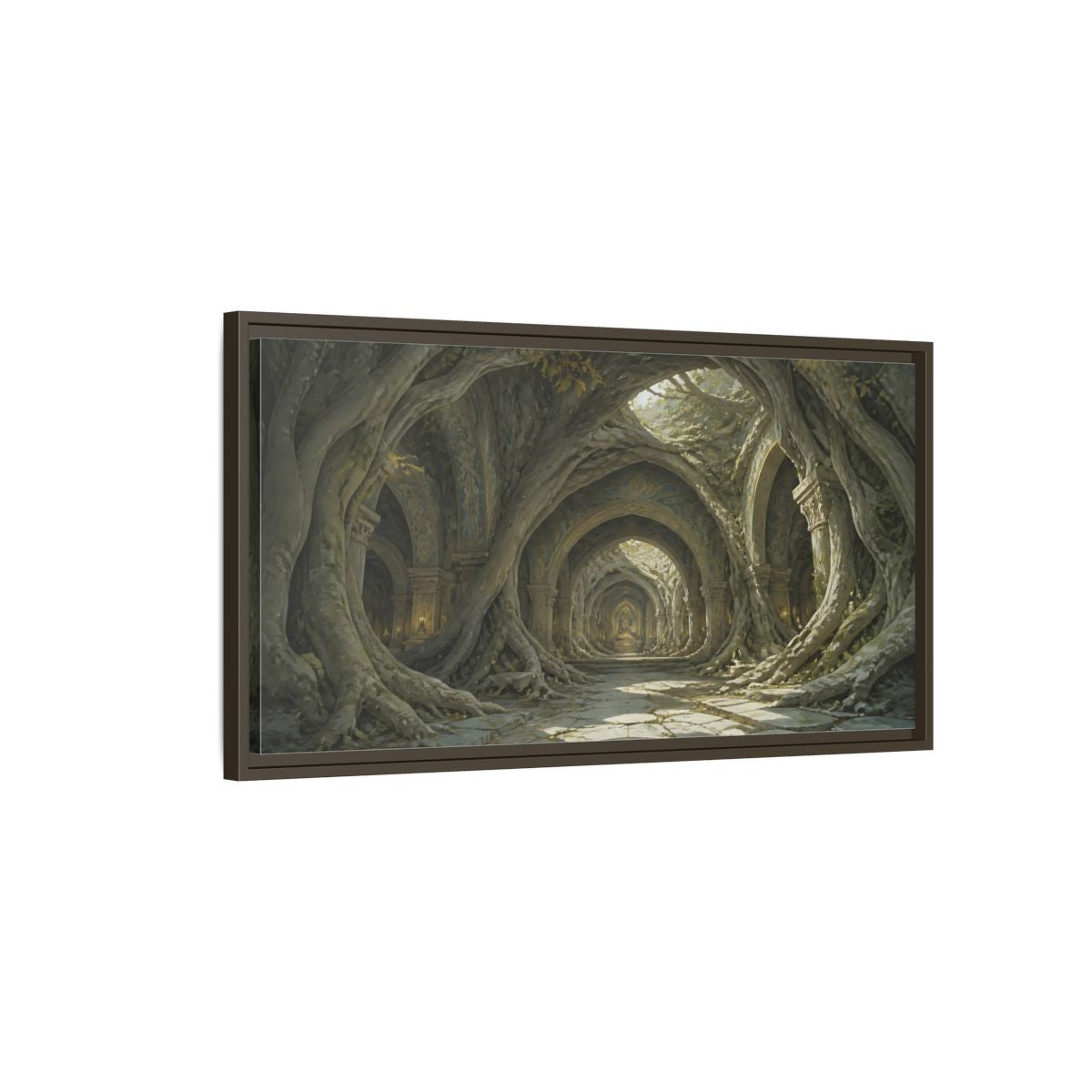 Main Mockup. Cathedral Of Living Roots shown as framed canvas print