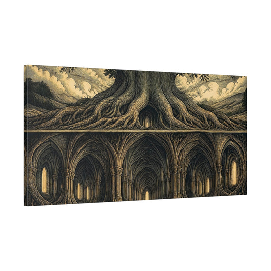Main Mockup. Cathedral Of Roots shown as canvas print