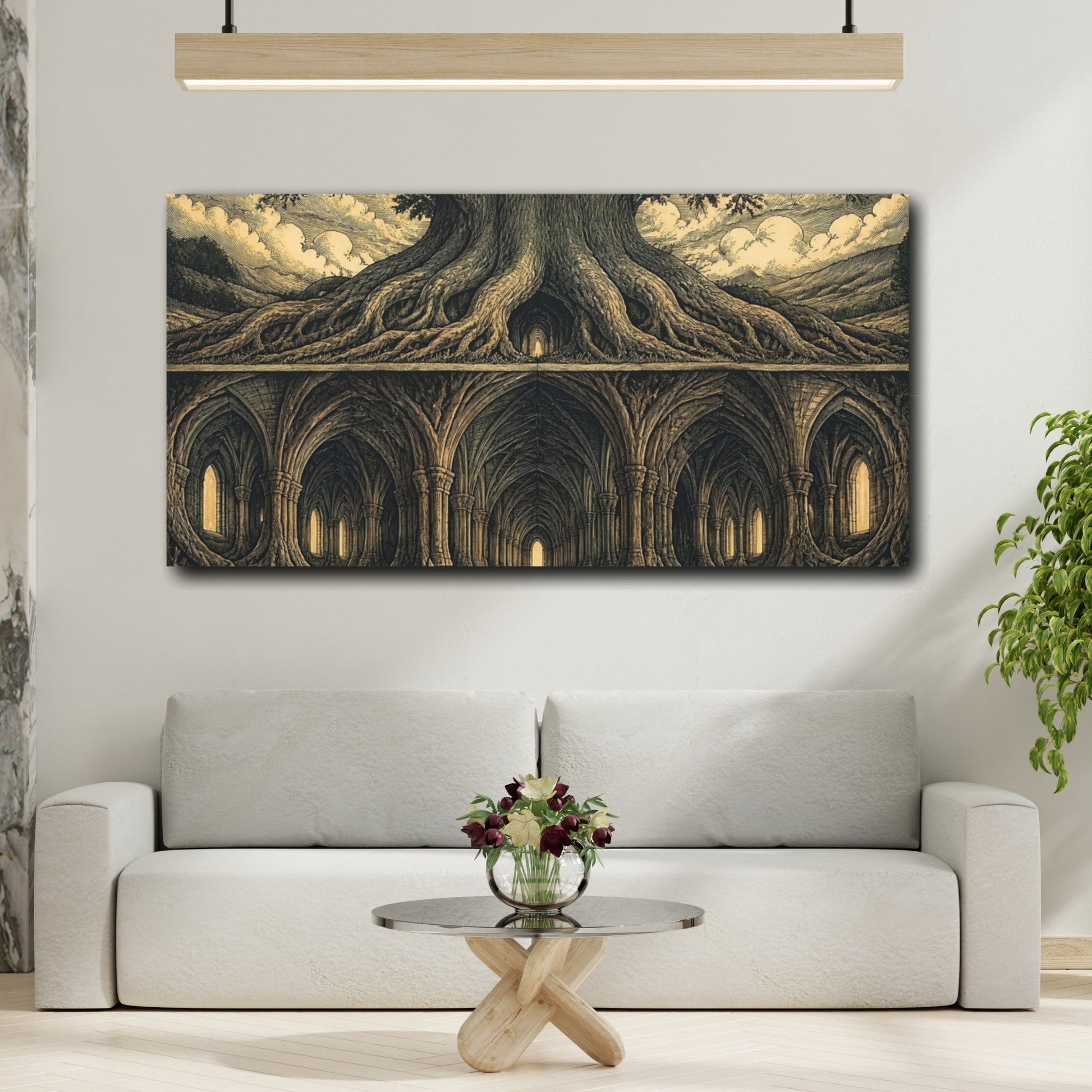 Mockup 2. Cathedral Of Roots shown as canvas print