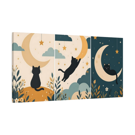 Main Mockup. Cats Under Moonlight shown as canvas print