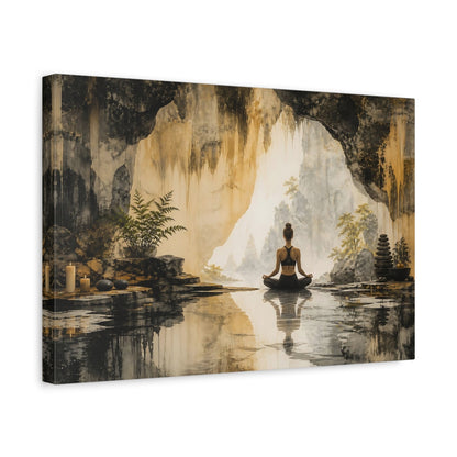 Side Mockup 4. Cave Yoga Meditation shown as canvas print