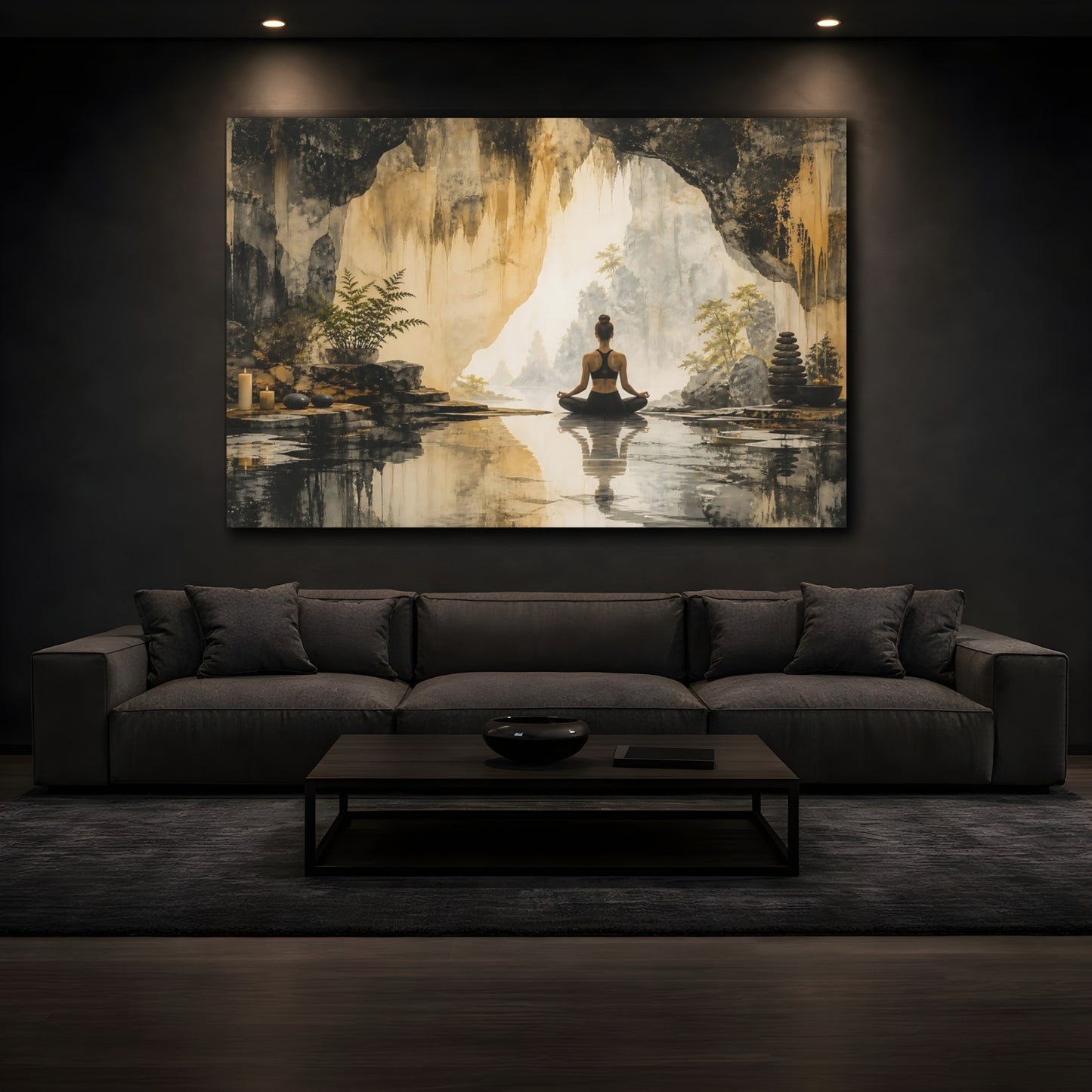 Mockup 3. Cave Yoga Meditation shown as canvas print