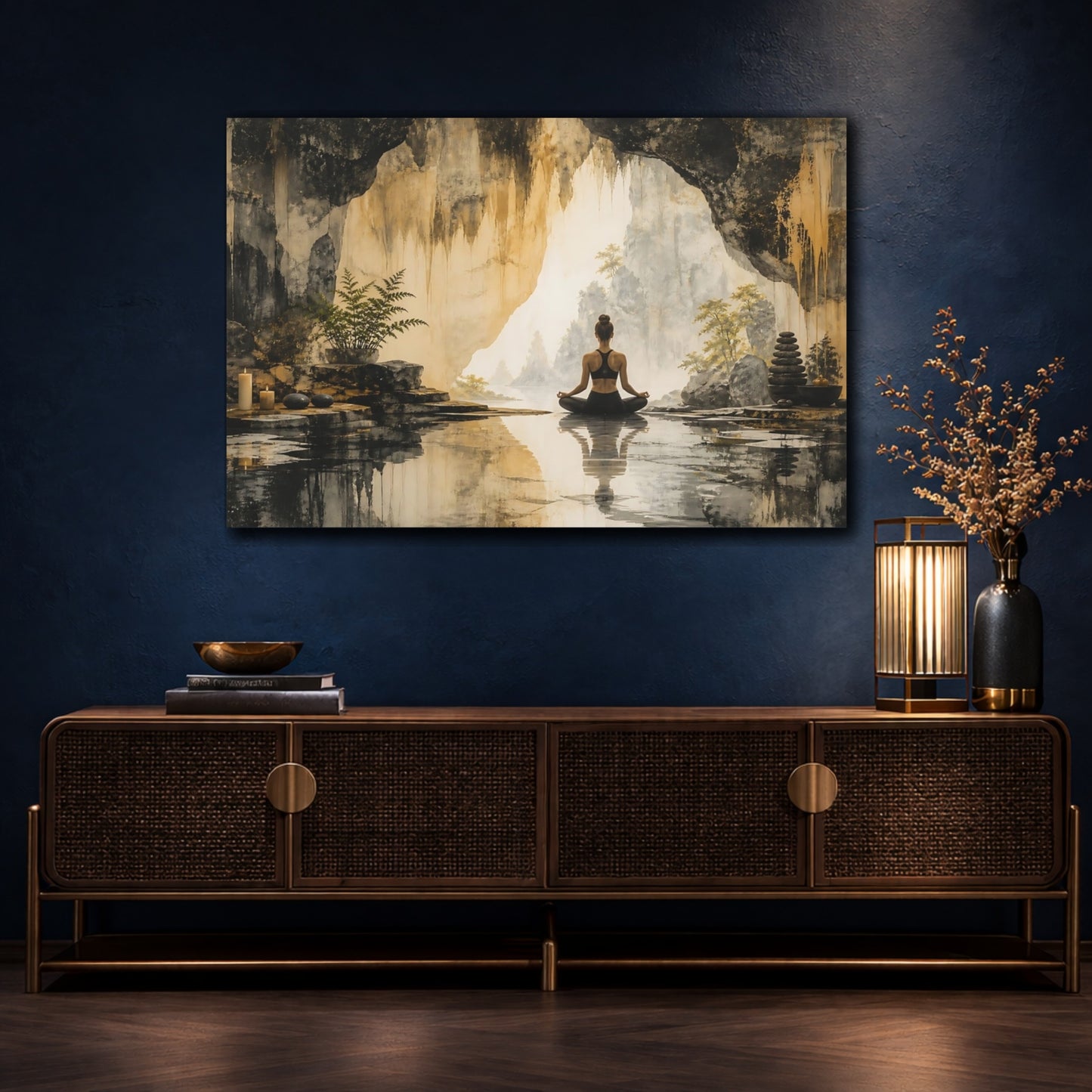 Mockup 4. Cave Yoga Meditation shown as canvas print