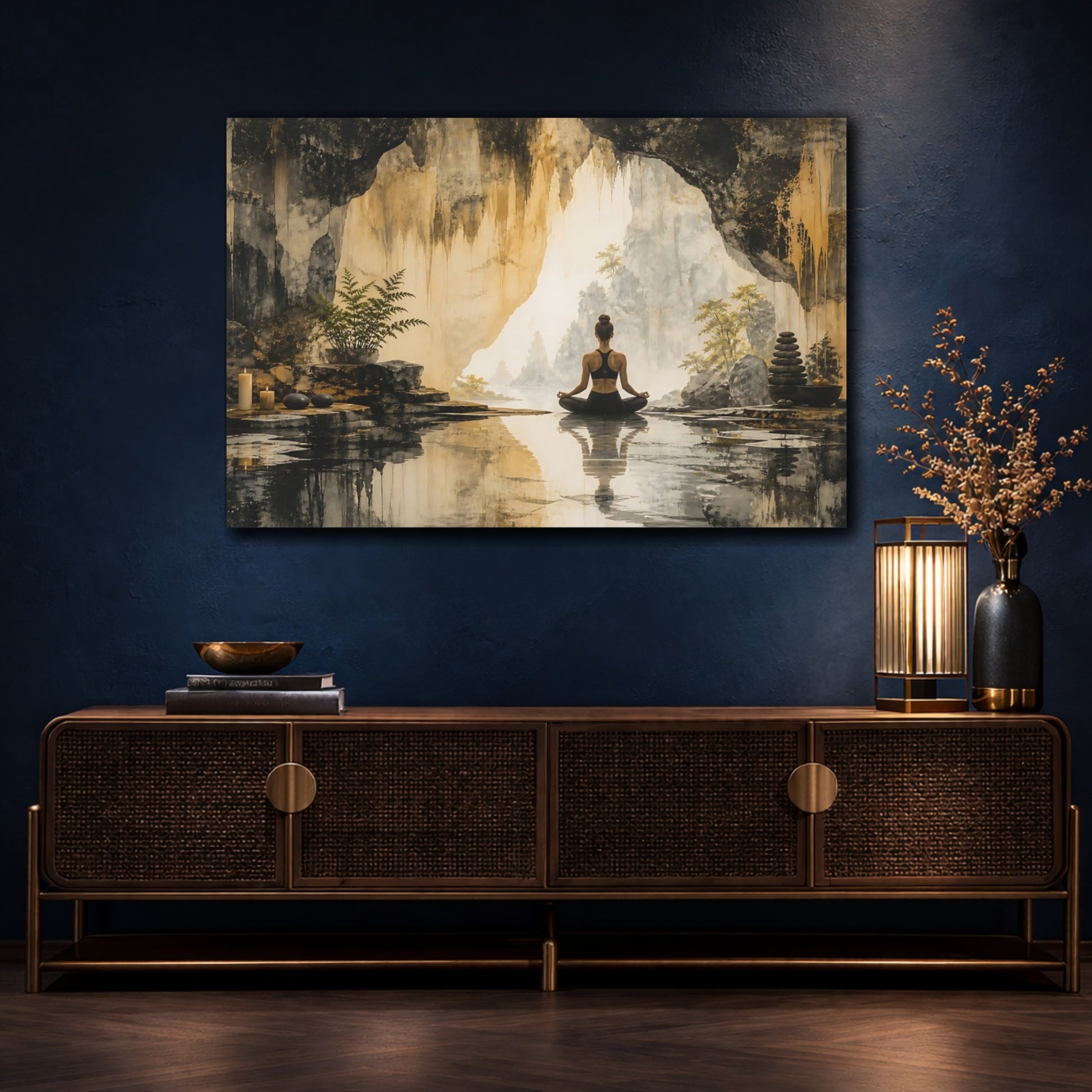 Mockup 4. Cave Yoga Meditation shown as canvas print