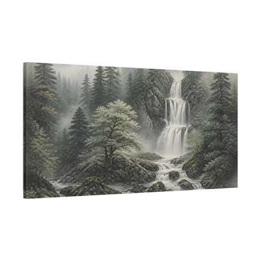 Main Mockup. Cedar Forest Waterfall shown as canvas print