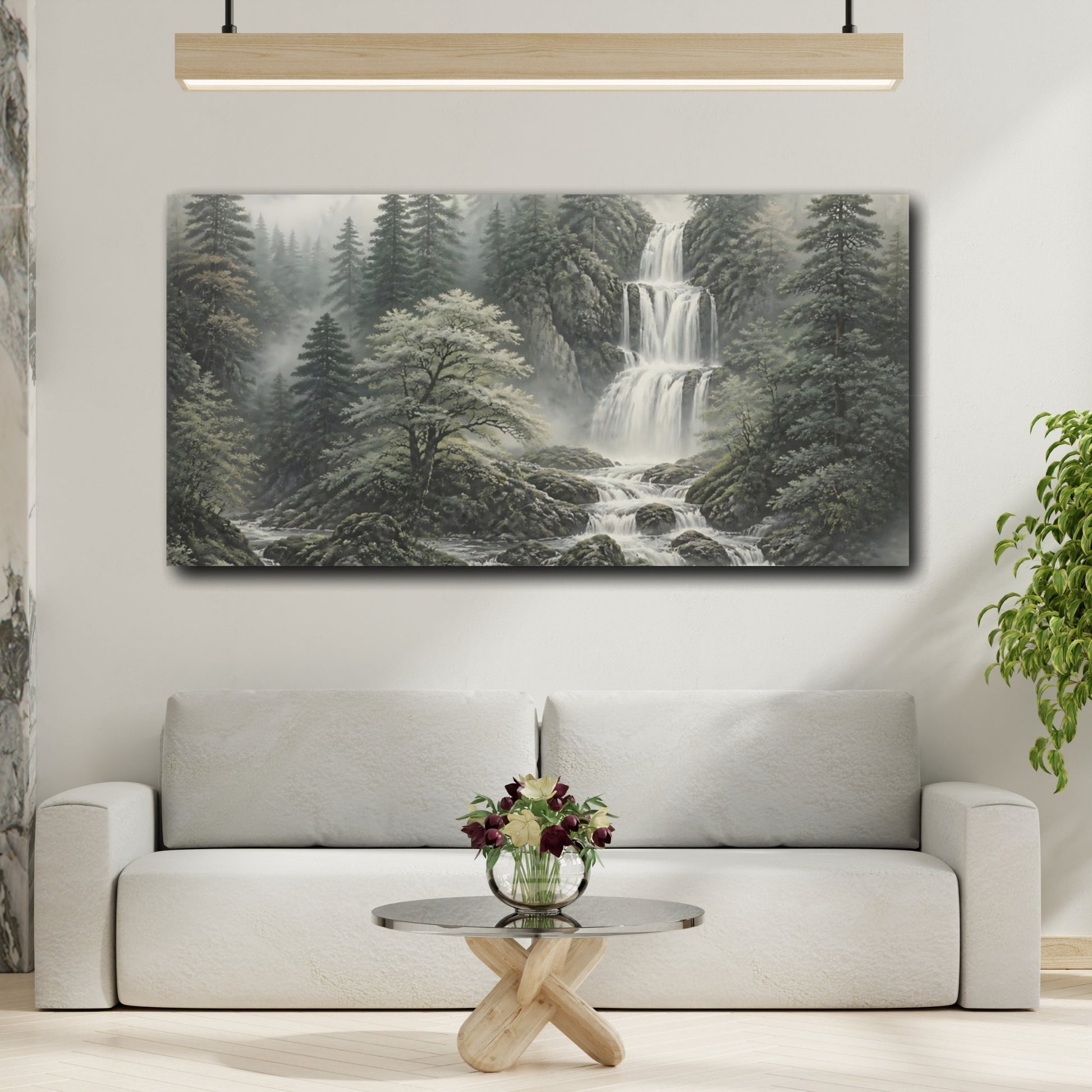 Mockup 2. Cedar Forest Waterfall shown as canvas print