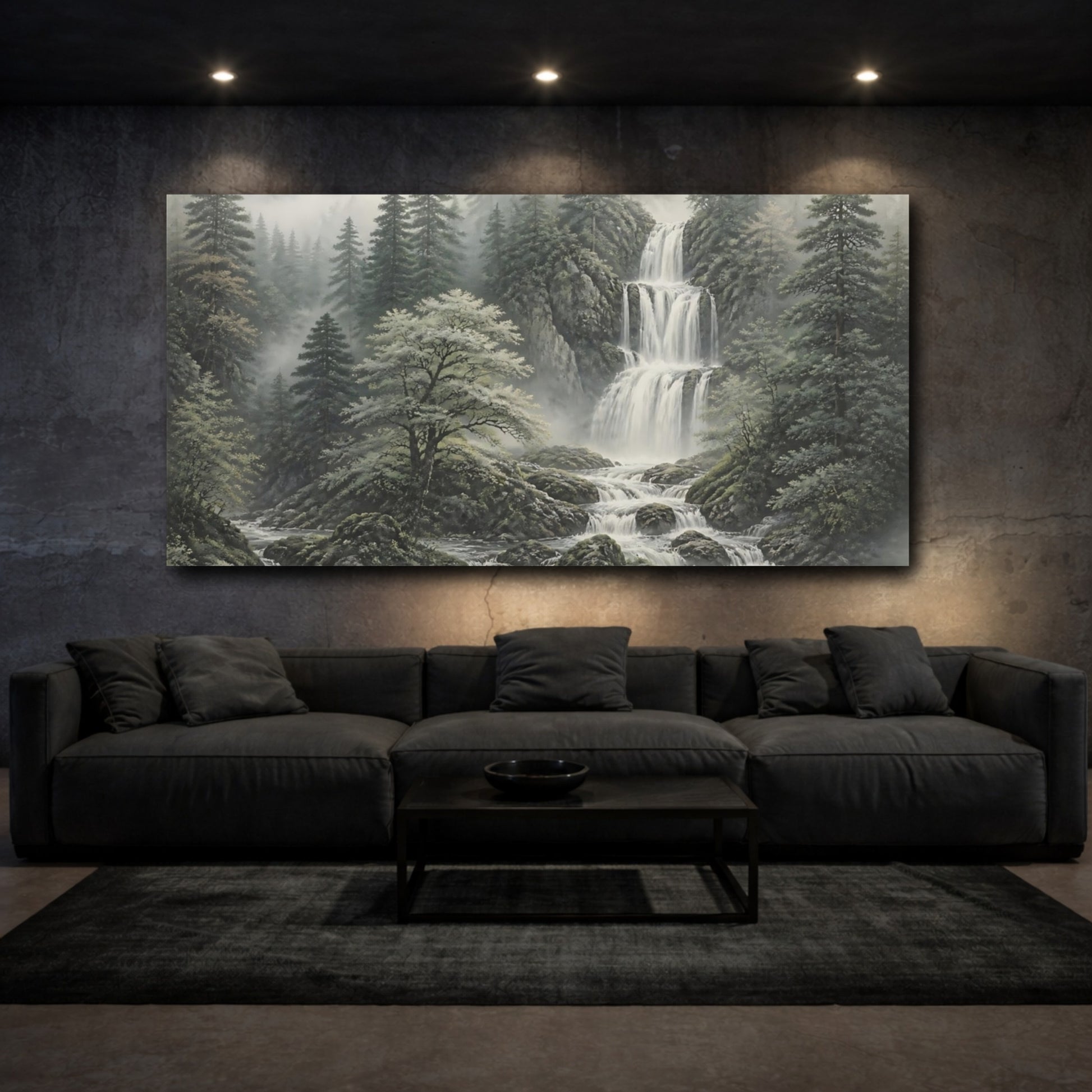 Mockup 3. Cedar Forest Waterfall shown as canvas print