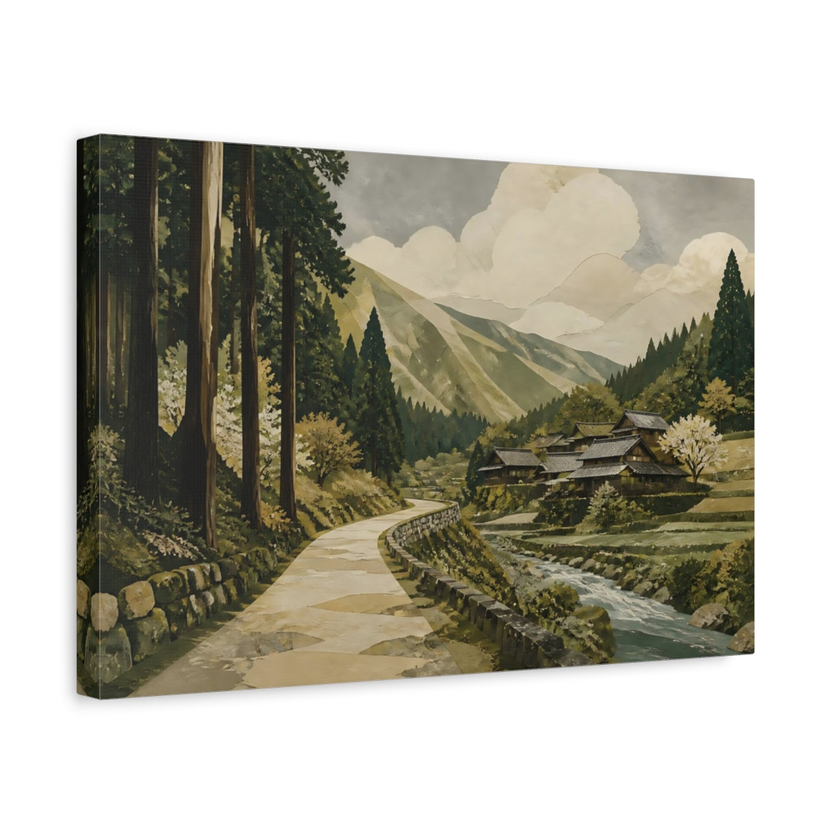 Side Mockup 4. Cedar Road To Mountain Village shown as canvas print