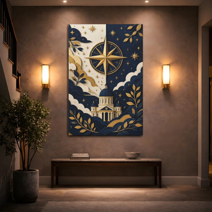 Mockup 2. Celestial Dome & Compass shown as canvas print