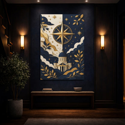 Mockup 4. Celestial Dome & Compass shown as canvas print