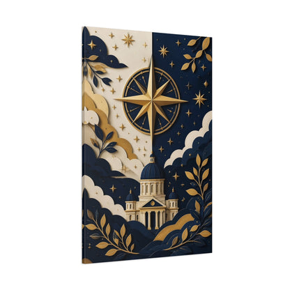 Side Mockup 1. Celestial Dome & Compass shown as canvas print