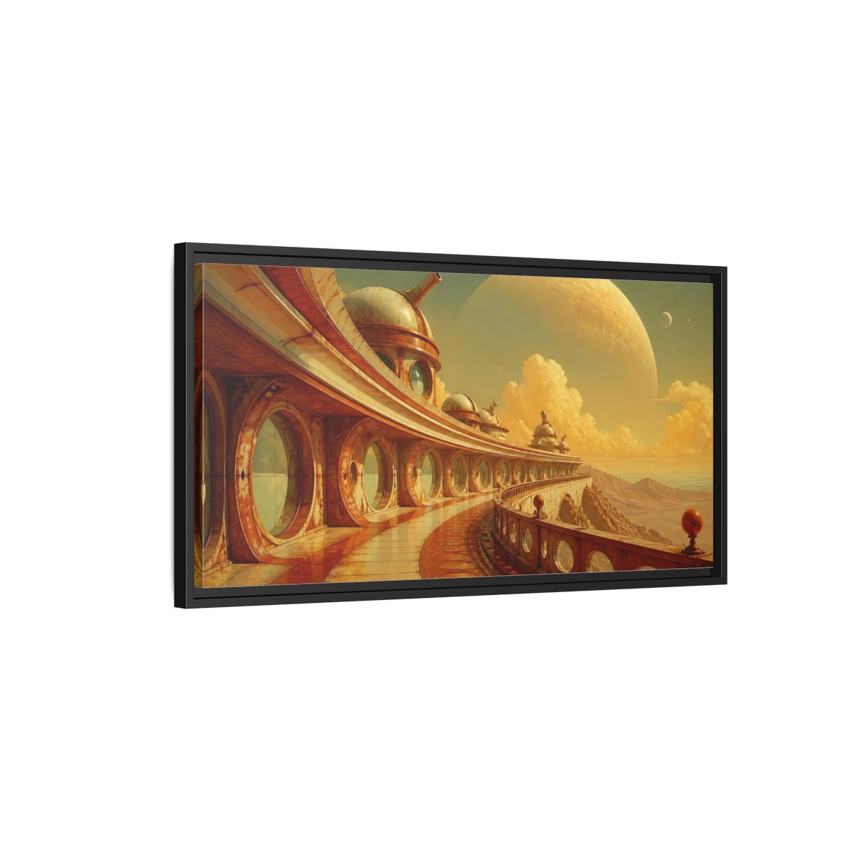 Side Mockup 2. Celestial Observatory Walkway shown as framed canvas print