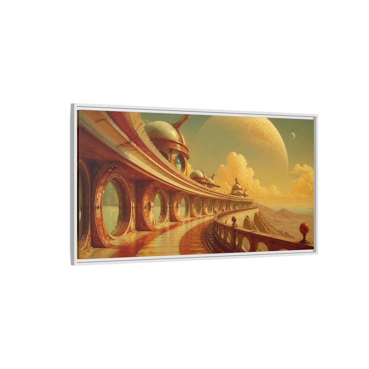 Side Mockup 3. Celestial Observatory Walkway shown as framed canvas print