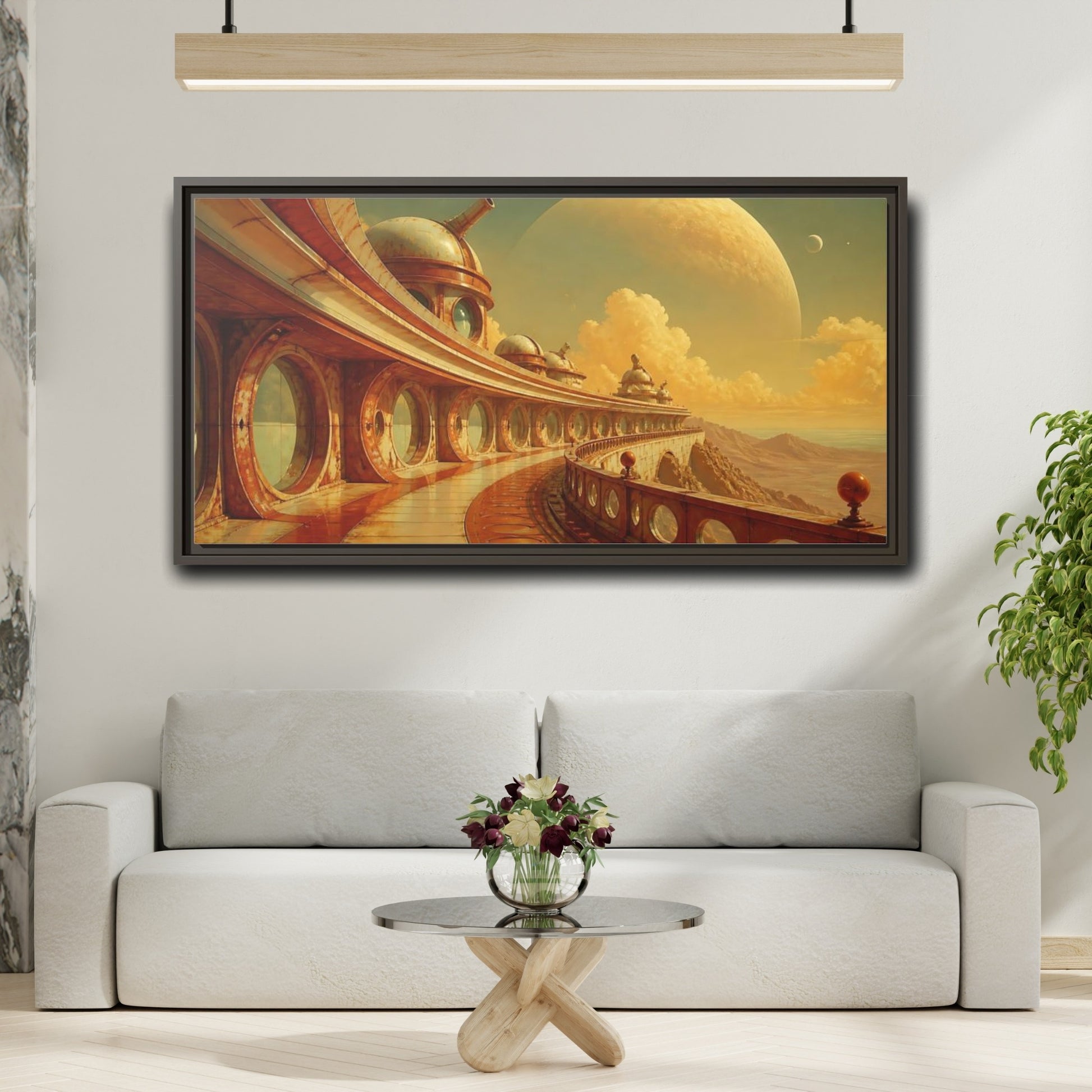 Mockup 2. Celestial Observatory Walkway shown as framed canvas print