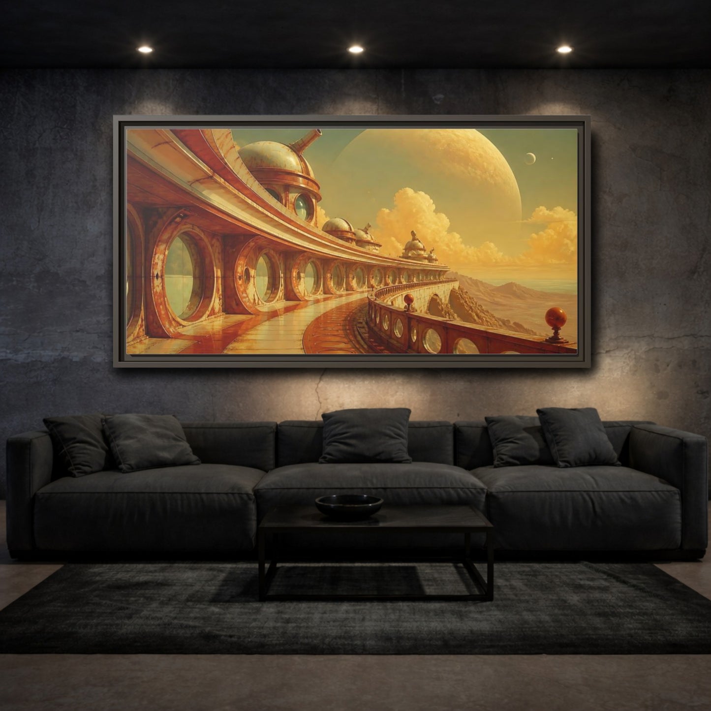 Mockup 3. Celestial Observatory Walkway shown as framed canvas print
