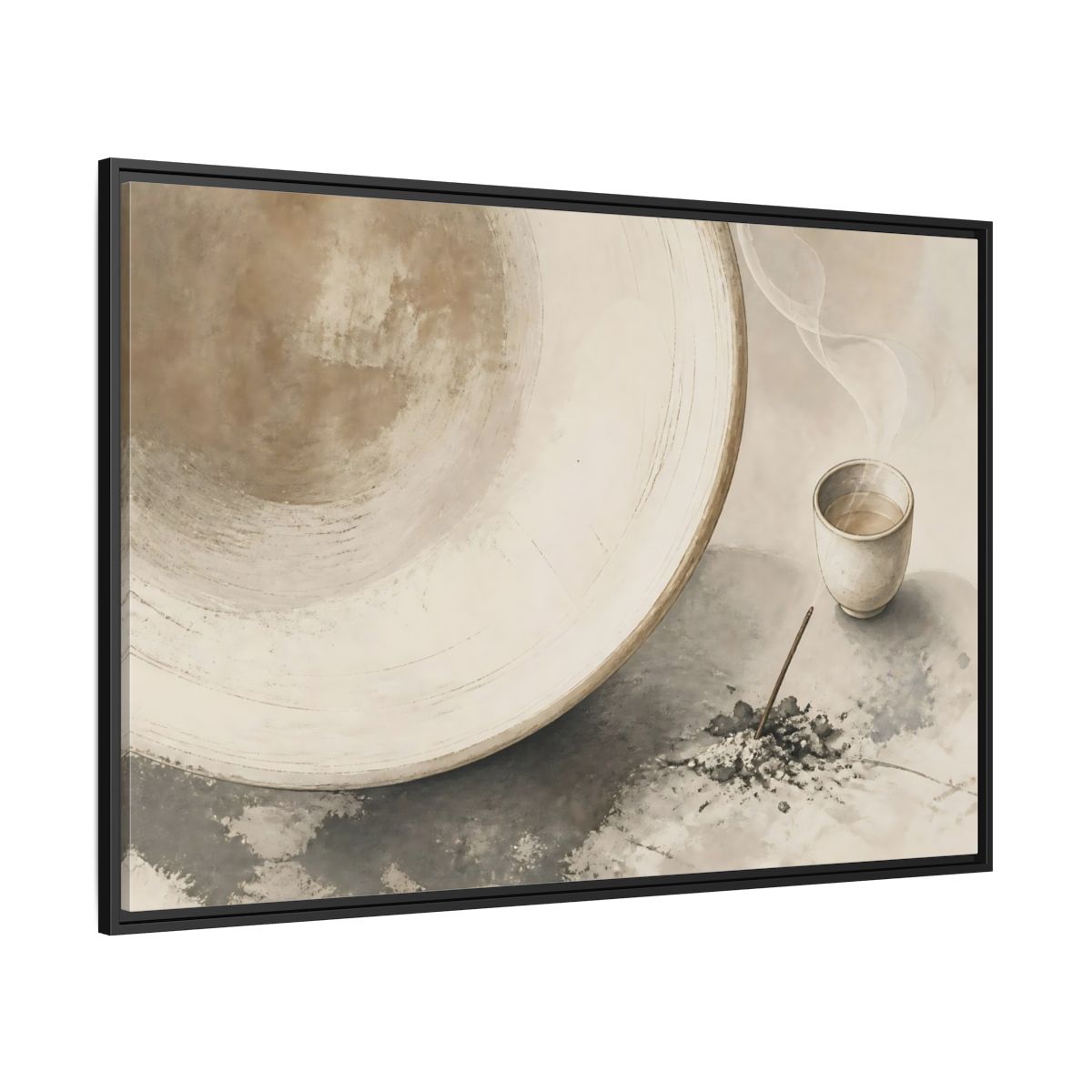 Side Mockup 12. Ceramic Cup And Incense shown as framed canvas print