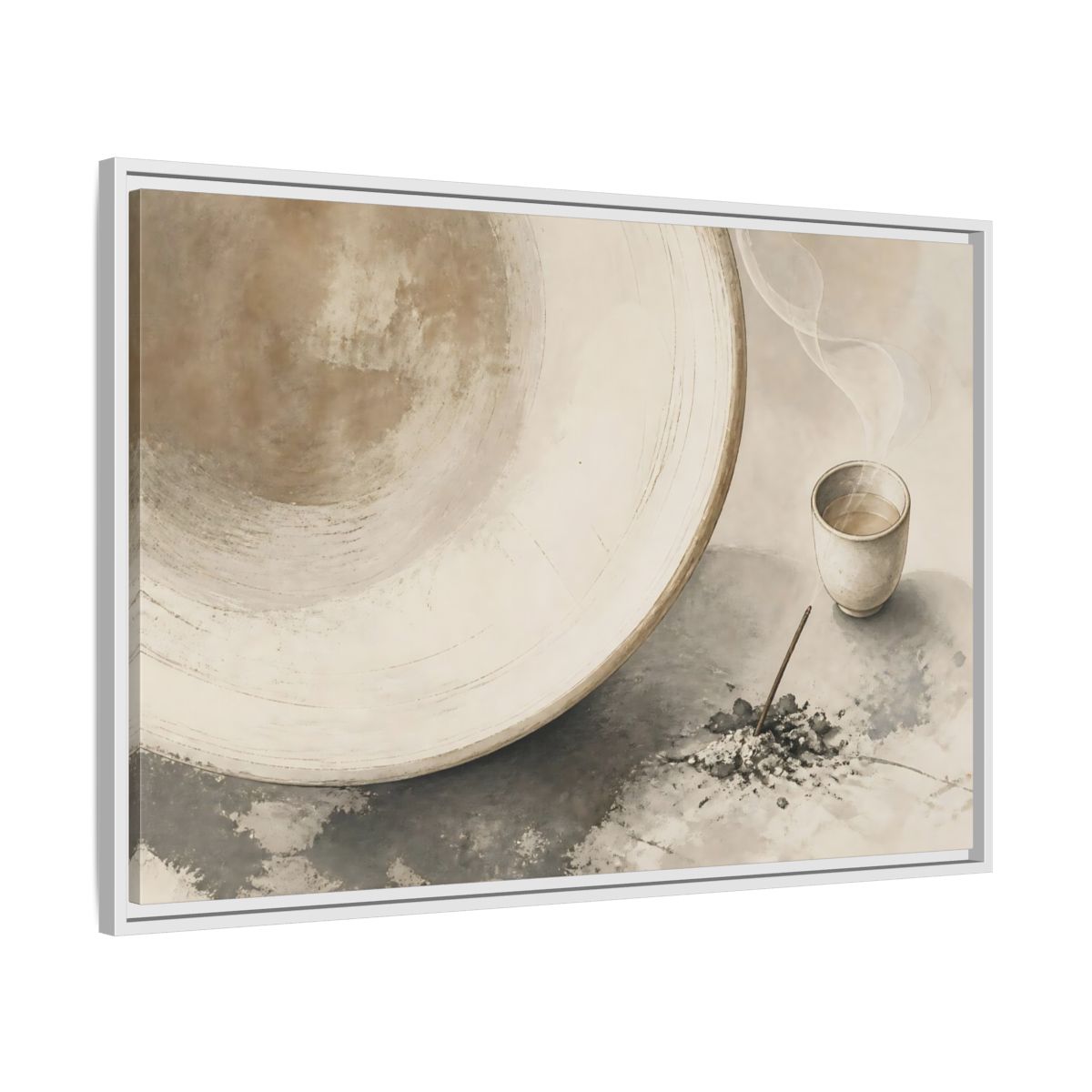 Side Mockup 9. Ceramic Cup And Incense shown as framed canvas print