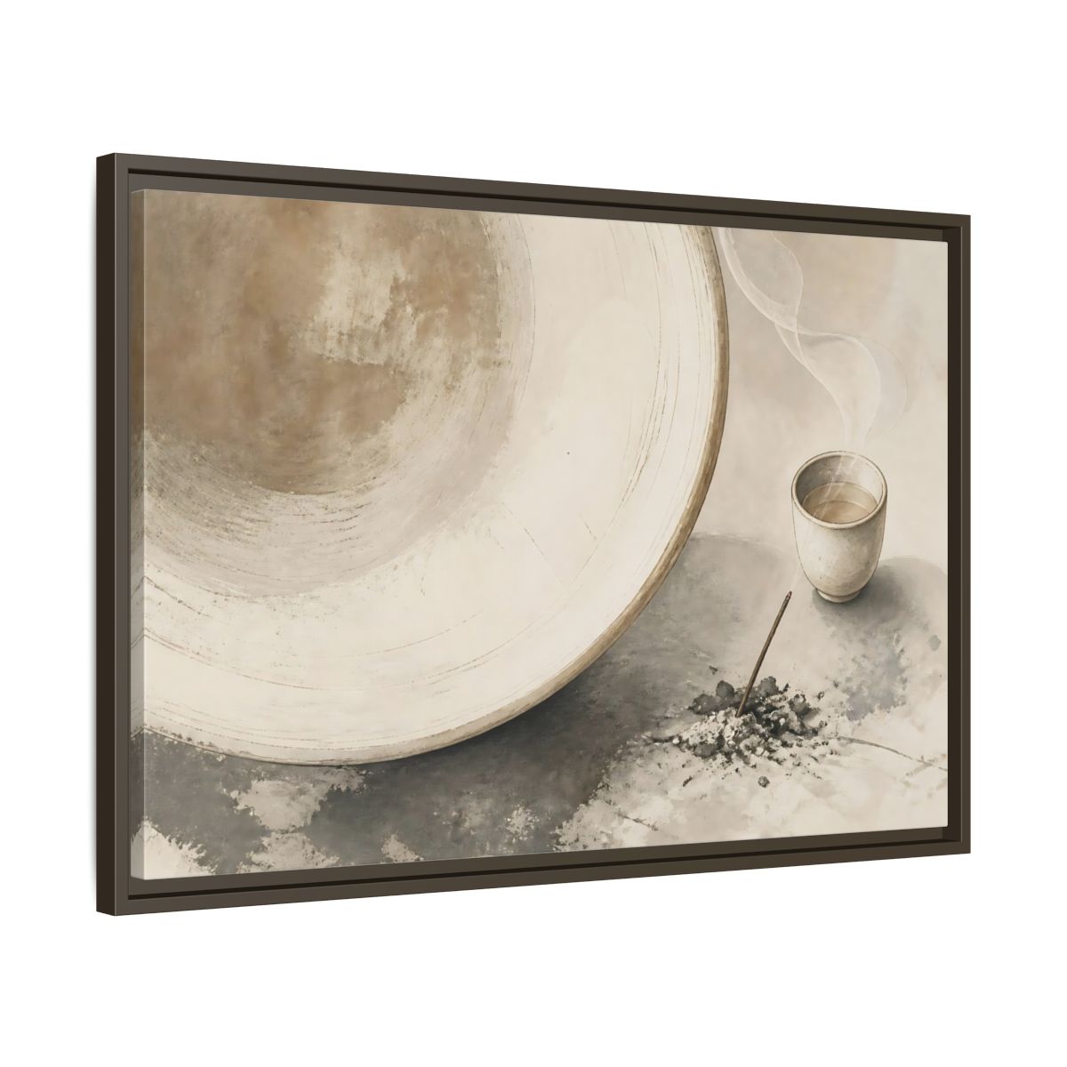 Side Mockup 11. Ceramic Cup And Incense shown as framed canvas print