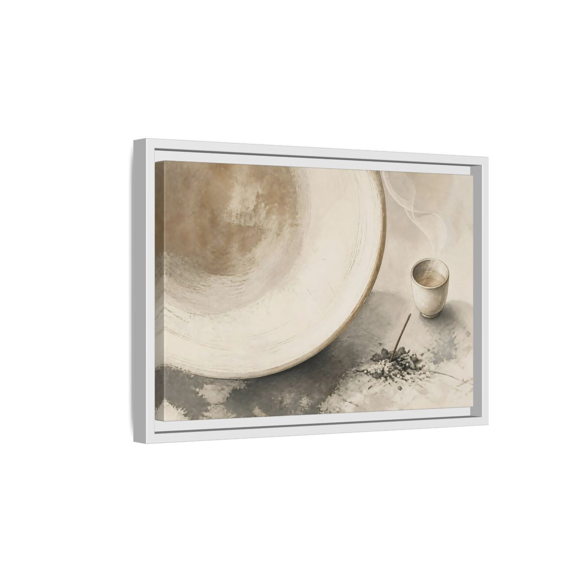 Side Mockup 4. Ceramic Cup And Incense shown as framed canvas print