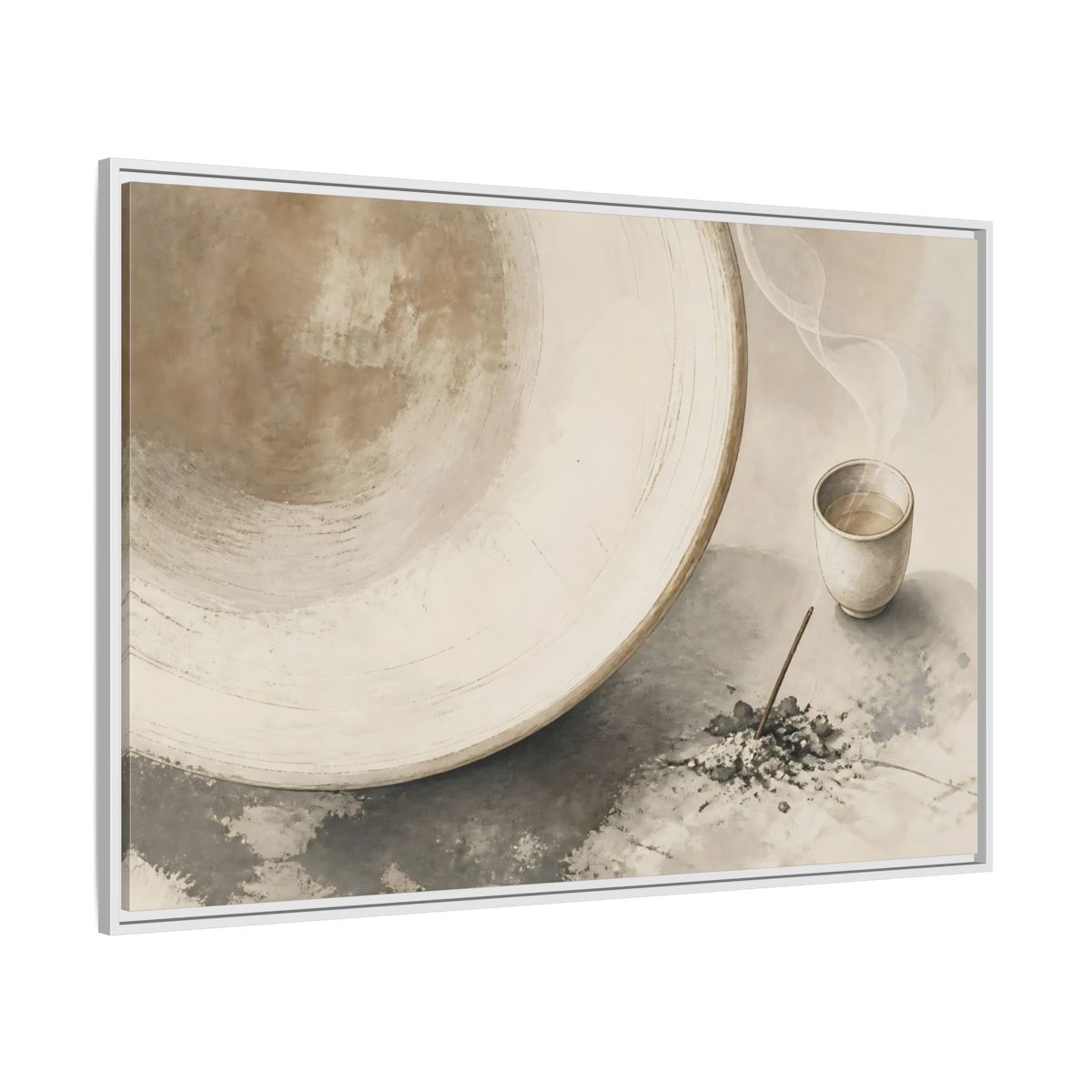 Side Mockup 7. Ceramic Cup And Incense shown as framed canvas print