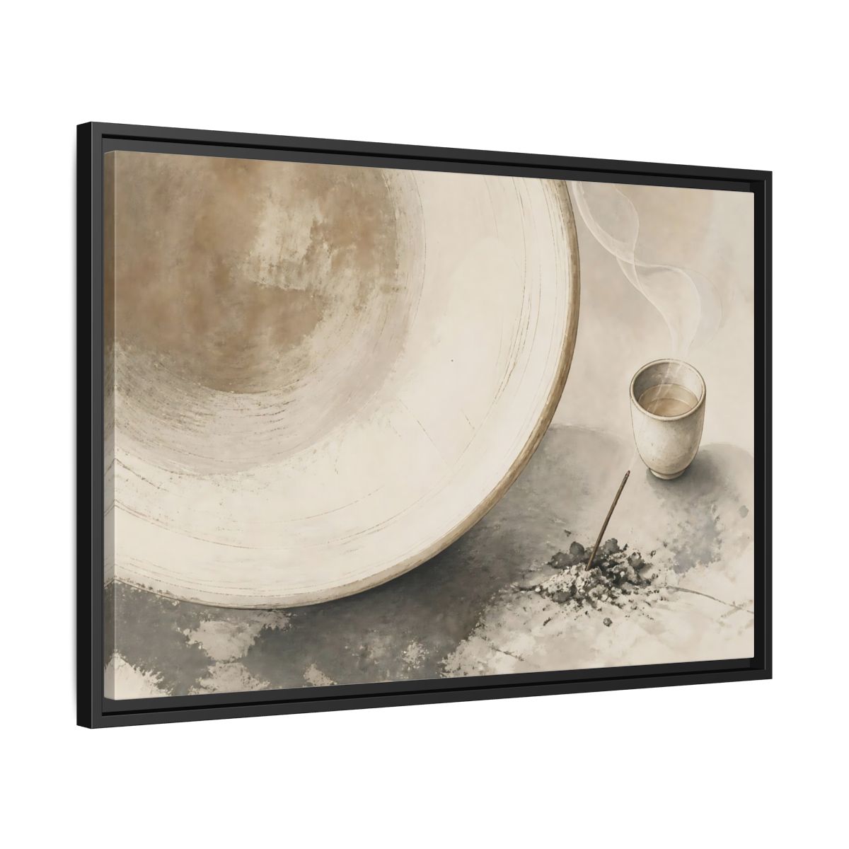 Side Mockup 14. Ceramic Cup And Incense shown as framed canvas print