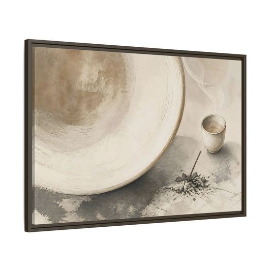 Main Mockup. Ceramic Cup And Incense shown as framed canvas print