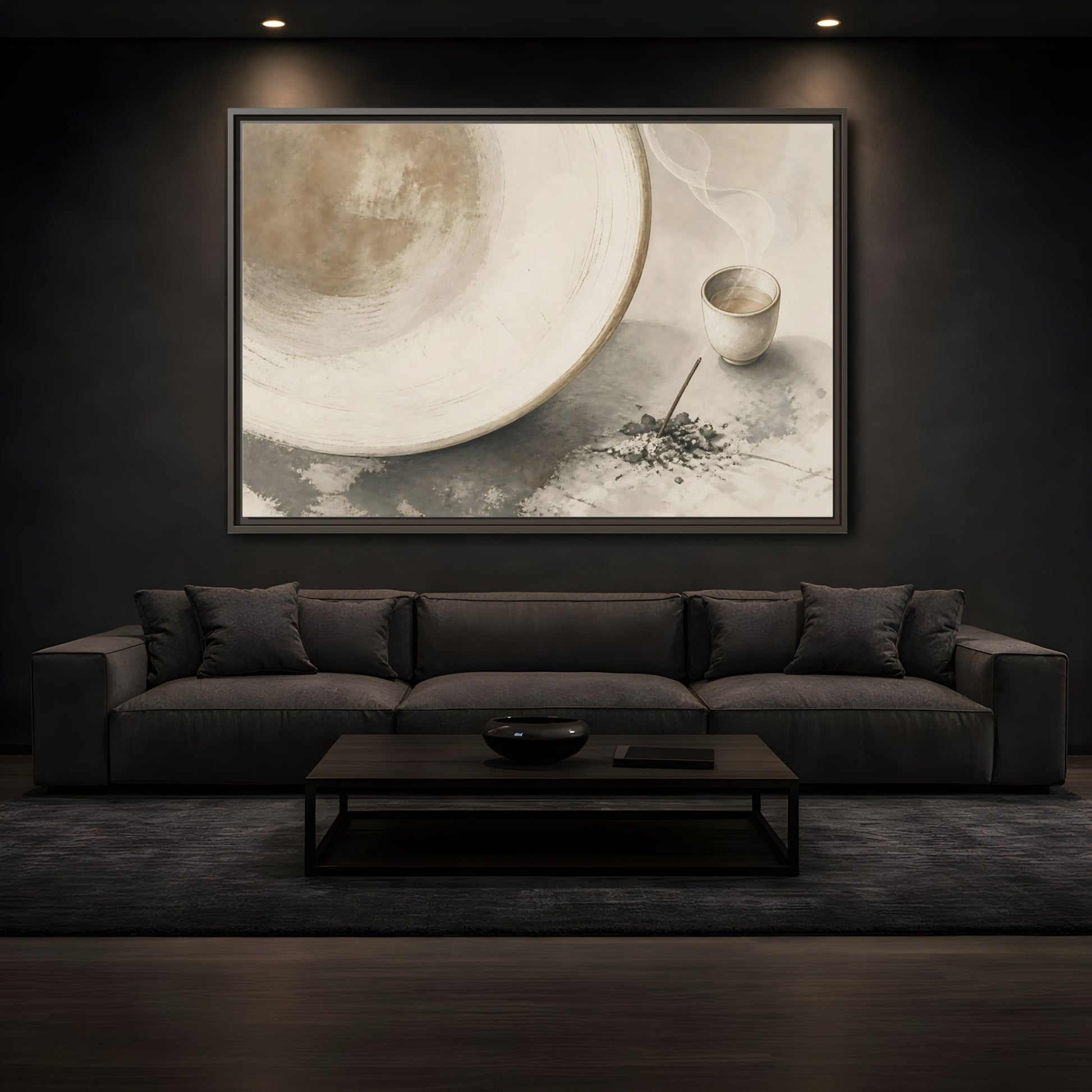 Mockup 3. Ceramic Cup And Incense shown as framed canvas print