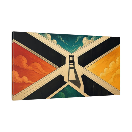 Main Mockup. Chair At The Crossroads shown as canvas print