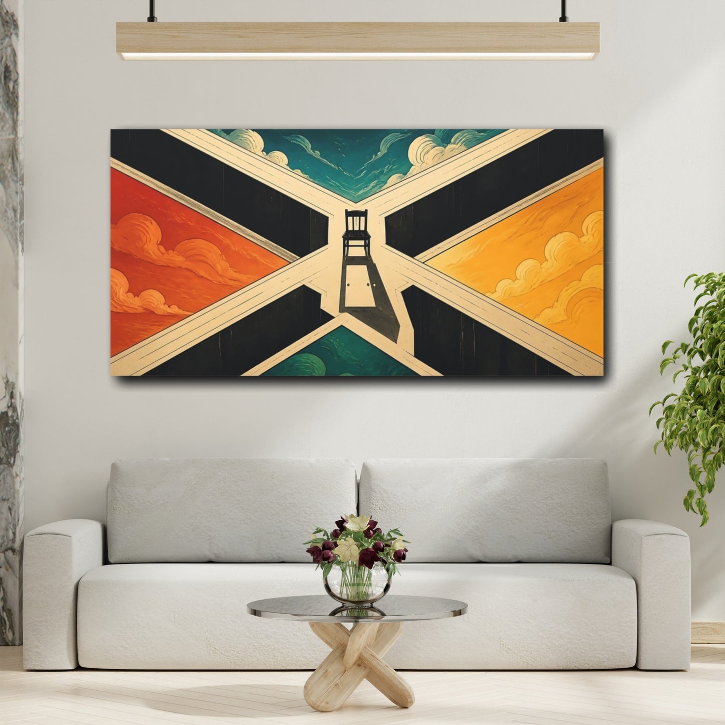 Mockup 2. Chair At The Crossroads shown as canvas print