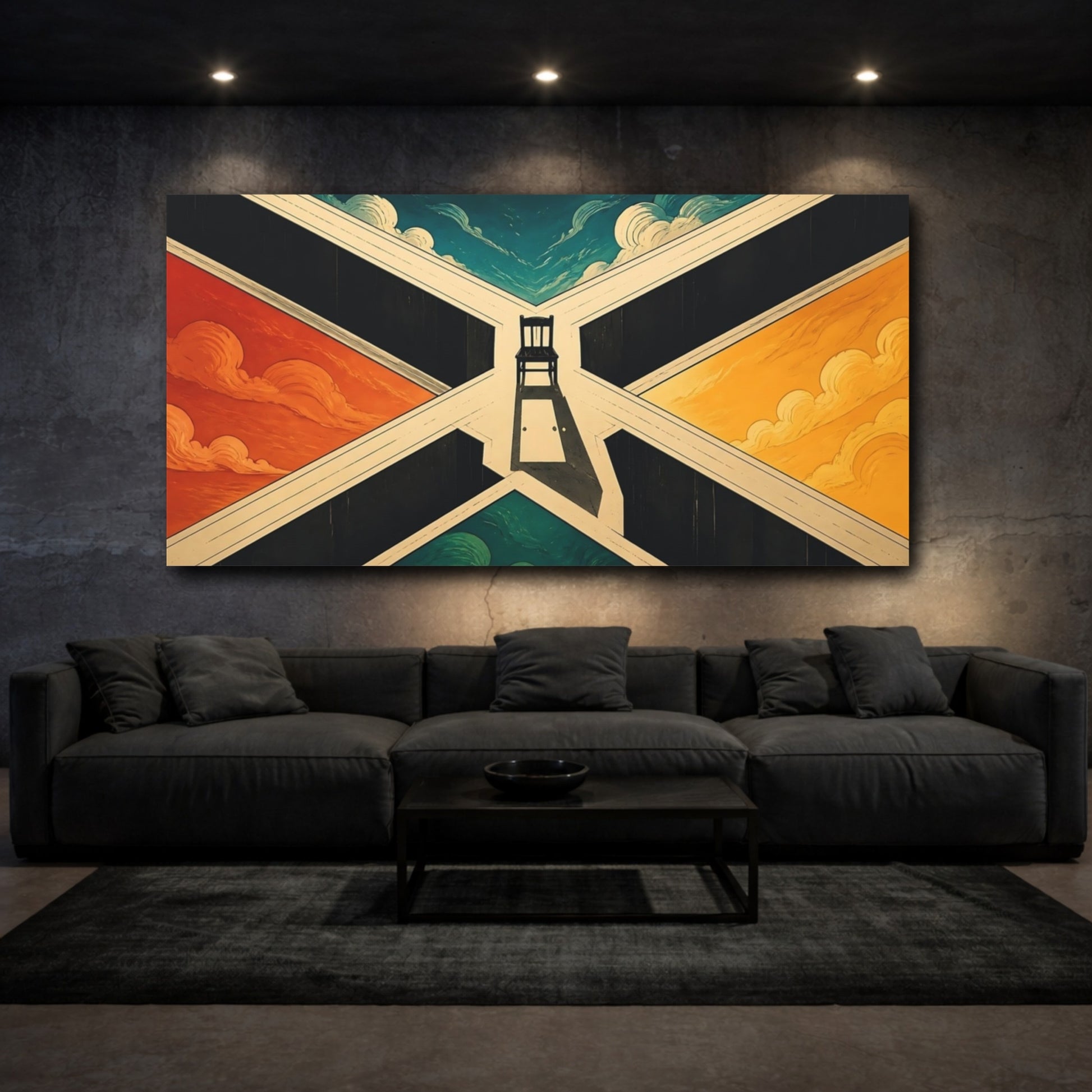 Mockup 3. Chair At The Crossroads shown as canvas print
