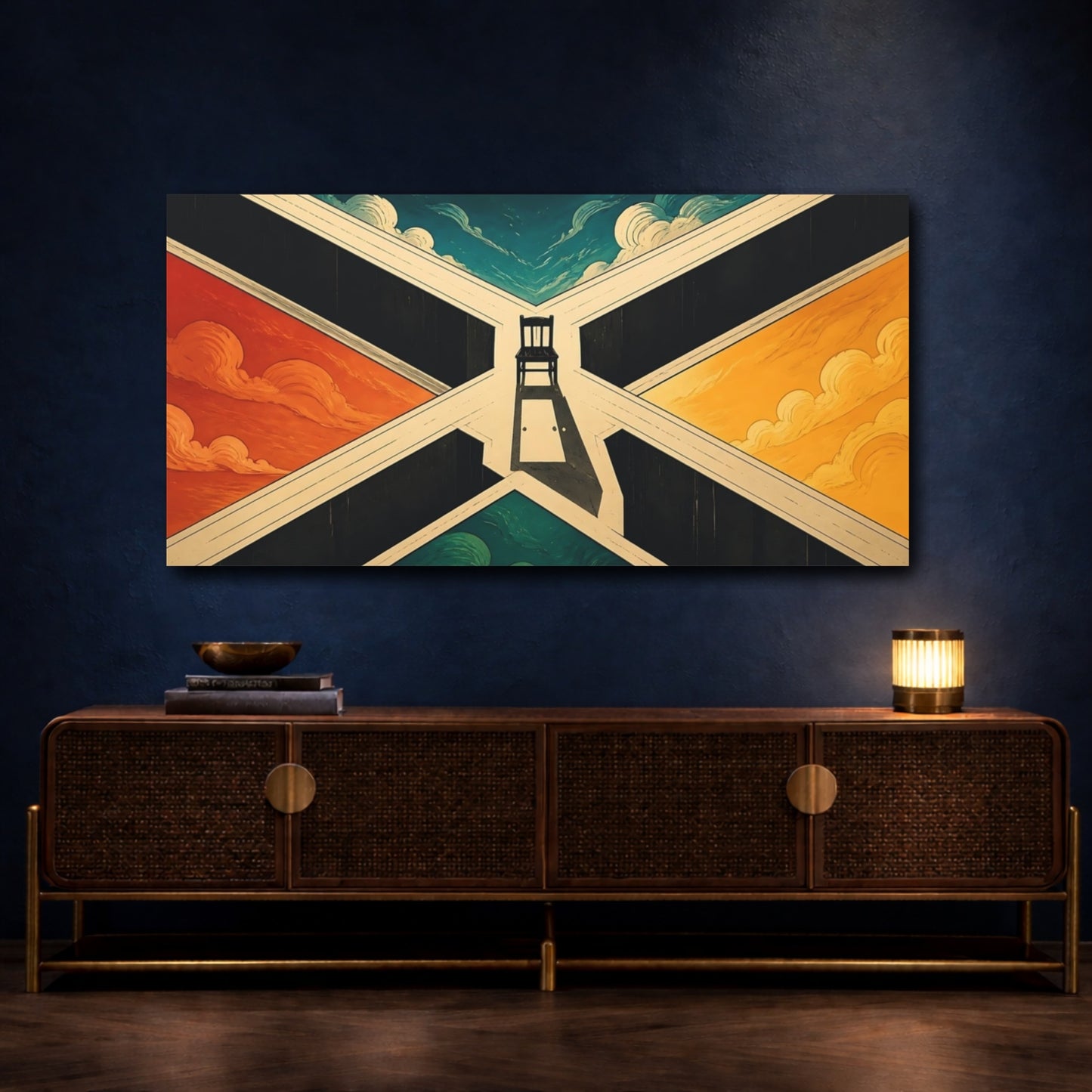 Mockup 4. Chair At The Crossroads shown as canvas print