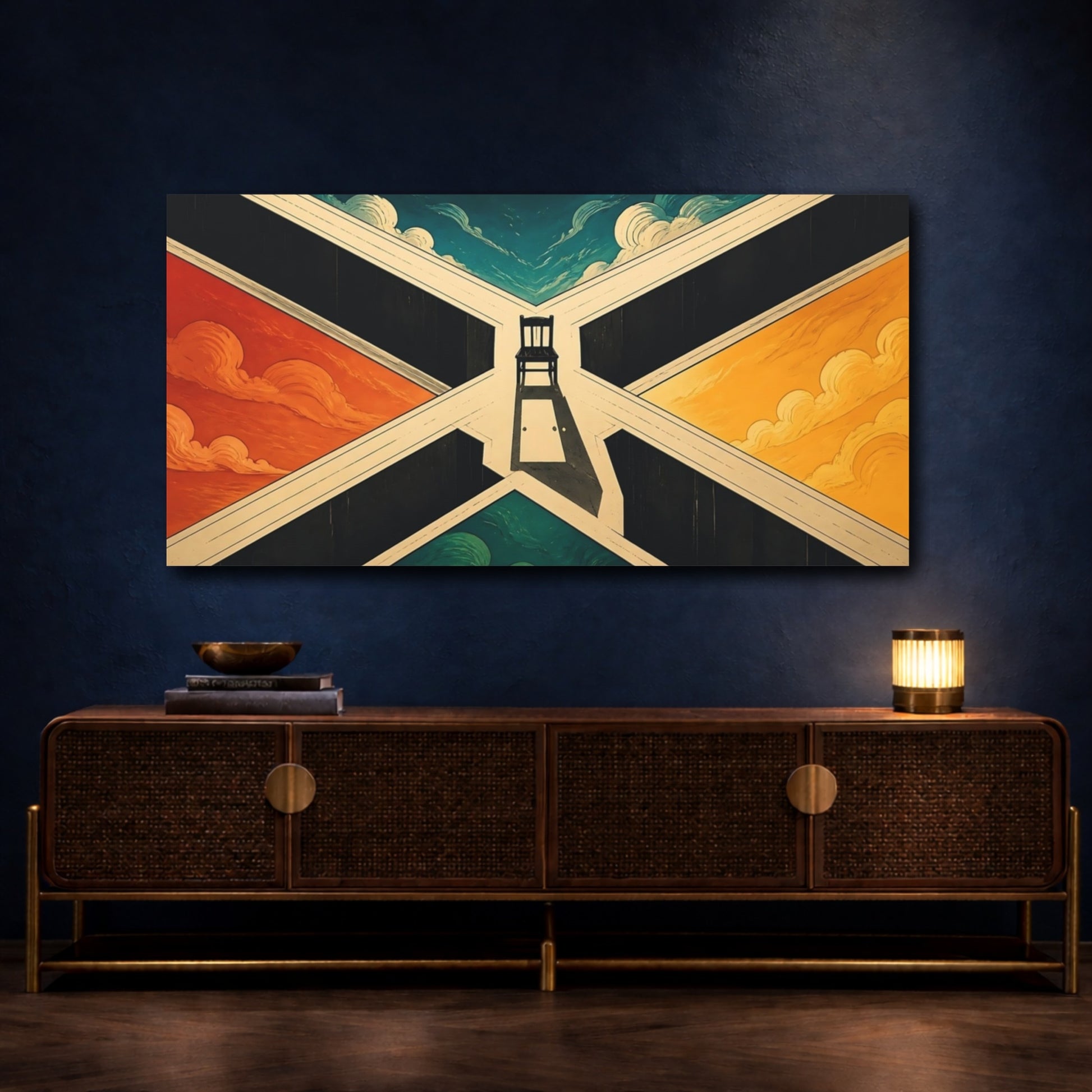 Mockup 4. Chair At The Crossroads shown as canvas print