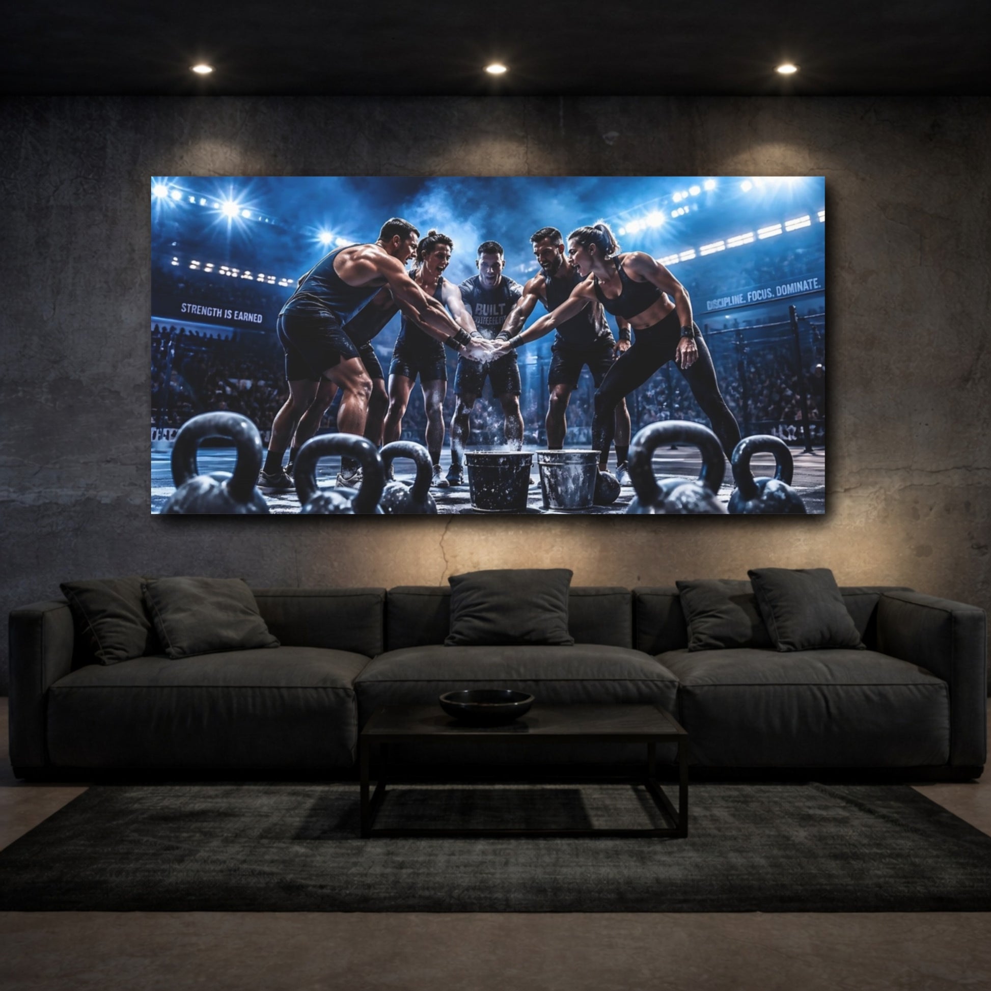 Mockup 3. Chalk Huddle Team shown as canvas print