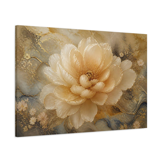 Main Mockup. Champagne Bloom With Gold shown as canvas print