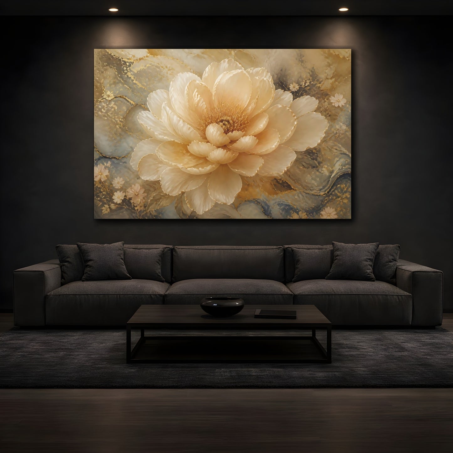 Mockup 3. Champagne Bloom With Gold shown as canvas print
