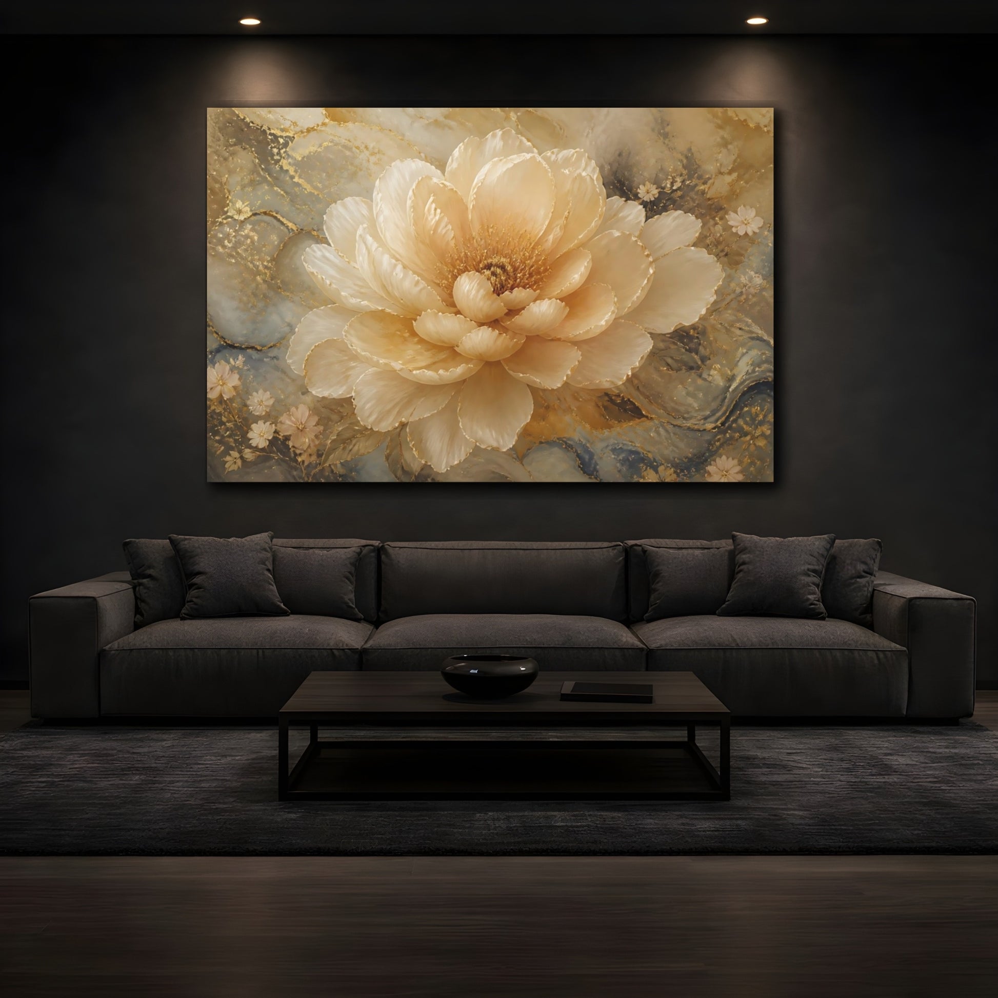Mockup 3. Champagne Bloom With Gold shown as canvas print