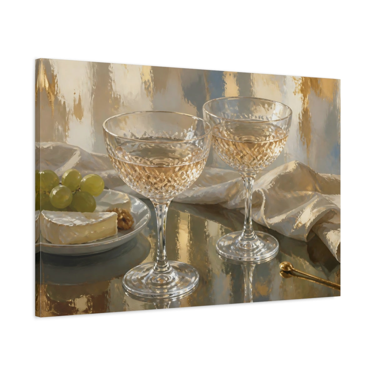Main Mockup. Champagne Crystal Coupes shown as canvas print