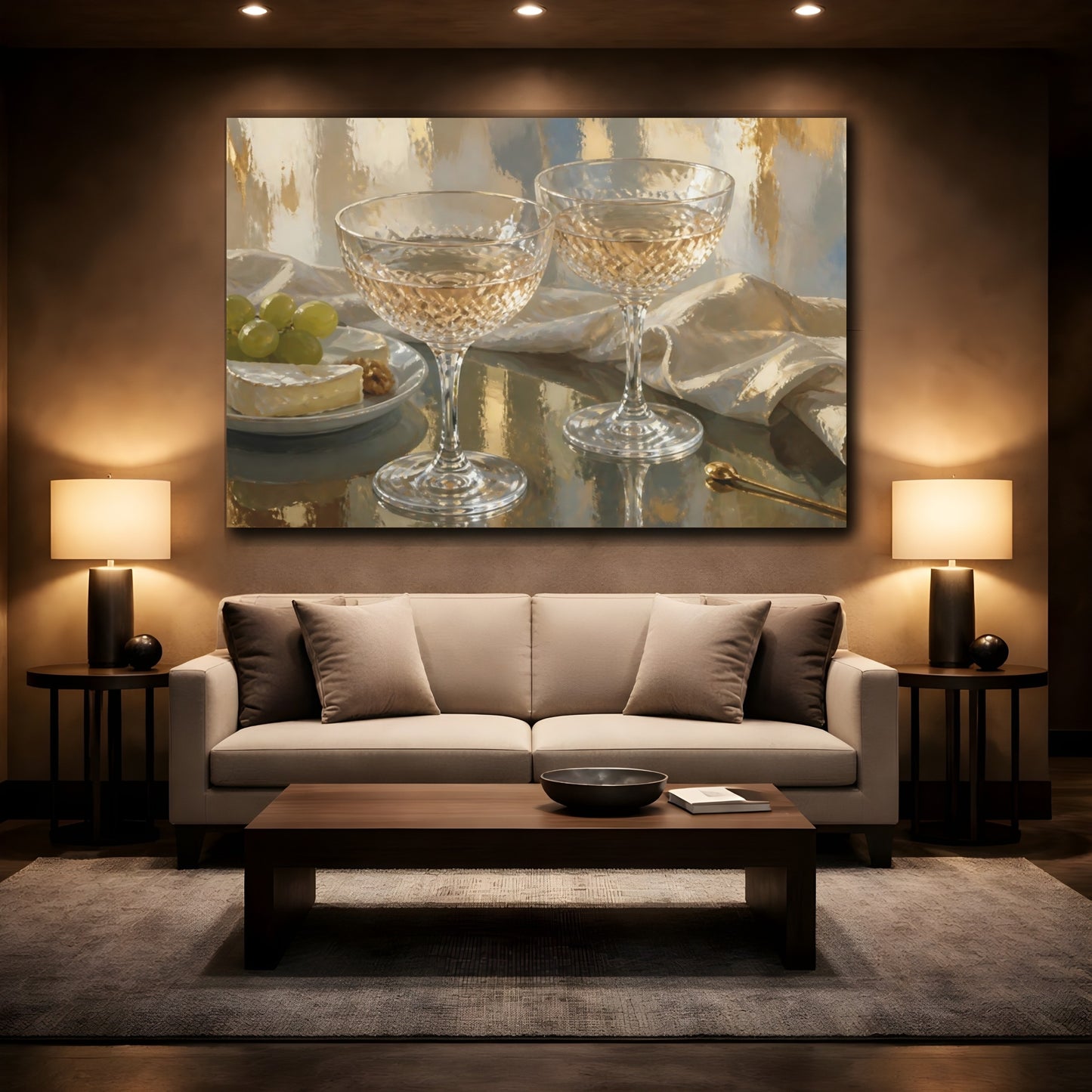 Mockup 2. Champagne Crystal Coupes shown as canvas print