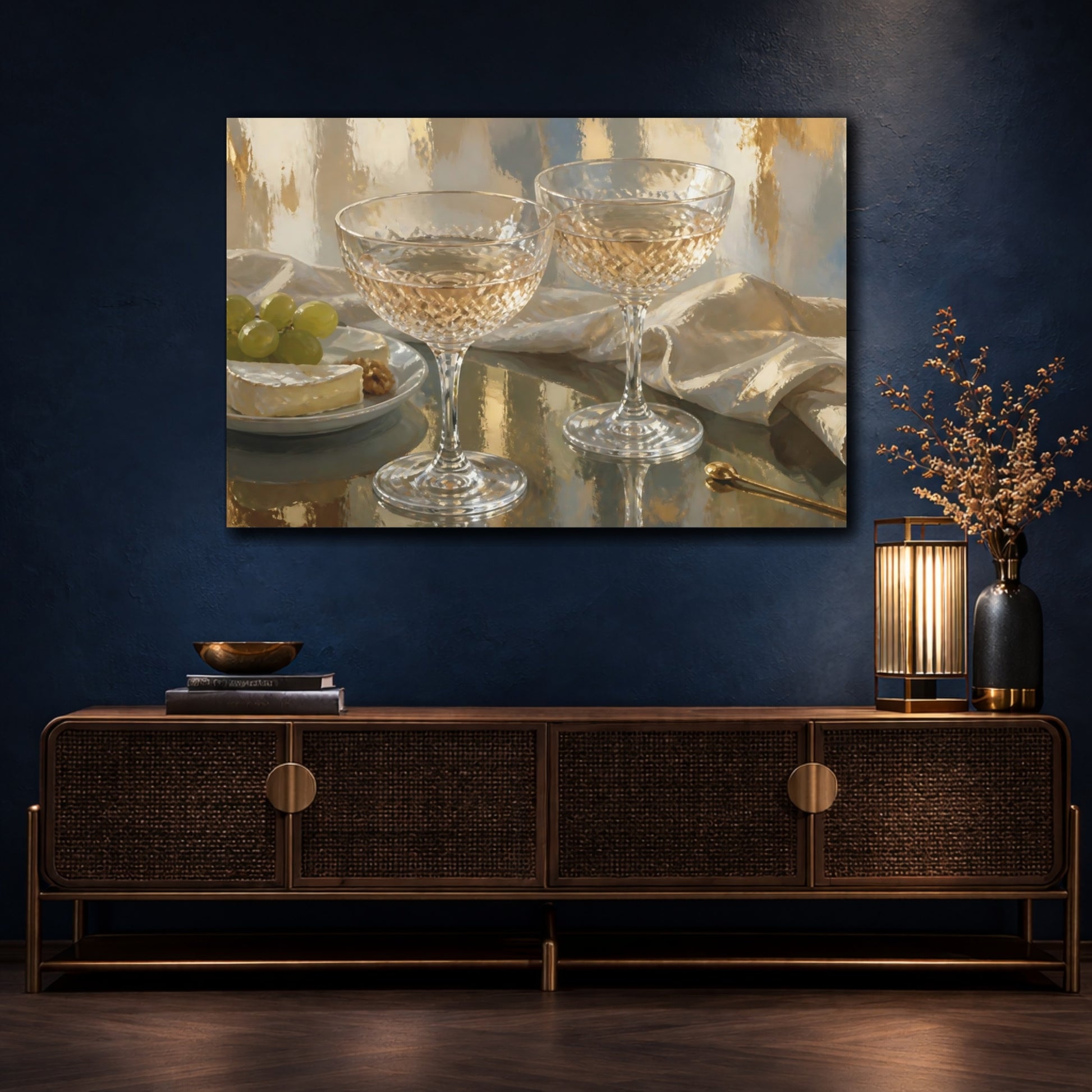 Mockup 4. Champagne Crystal Coupes shown as canvas print