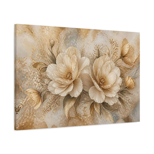Main Mockup. Champagne Floral Bouquet shown as canvas print