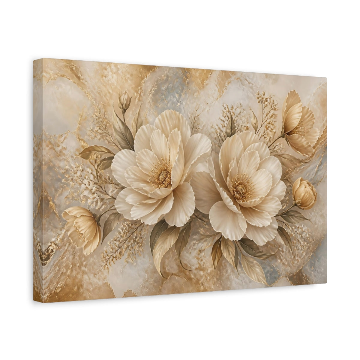 Side Mockup 4. Champagne Floral Bouquet shown as canvas print