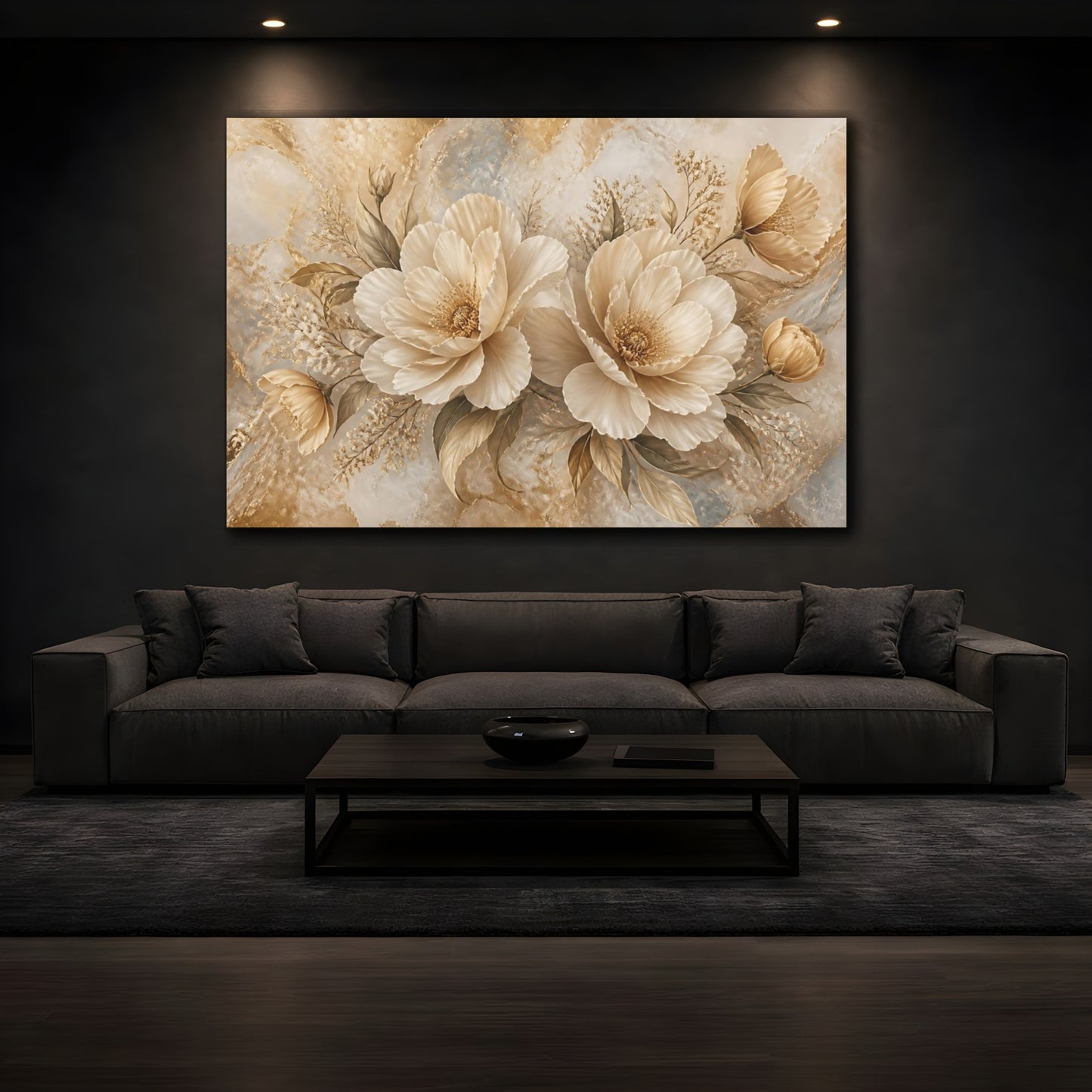 Mockup 3. Champagne Floral Bouquet shown as canvas print