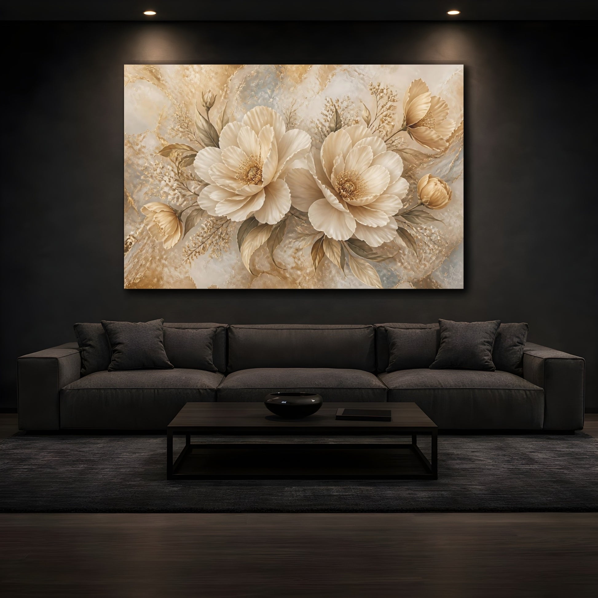 Mockup 3. Champagne Floral Bouquet shown as canvas print