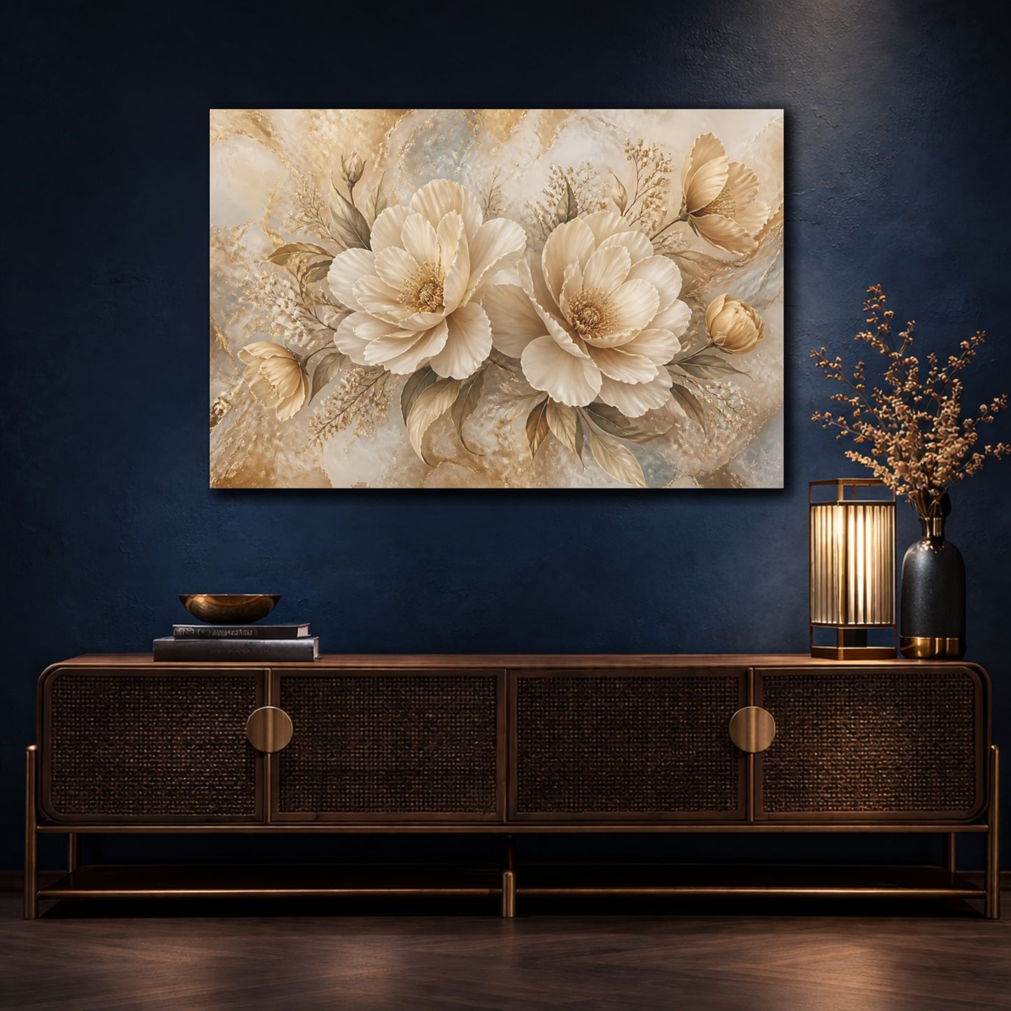 Mockup 4. Champagne Floral Bouquet shown as canvas print